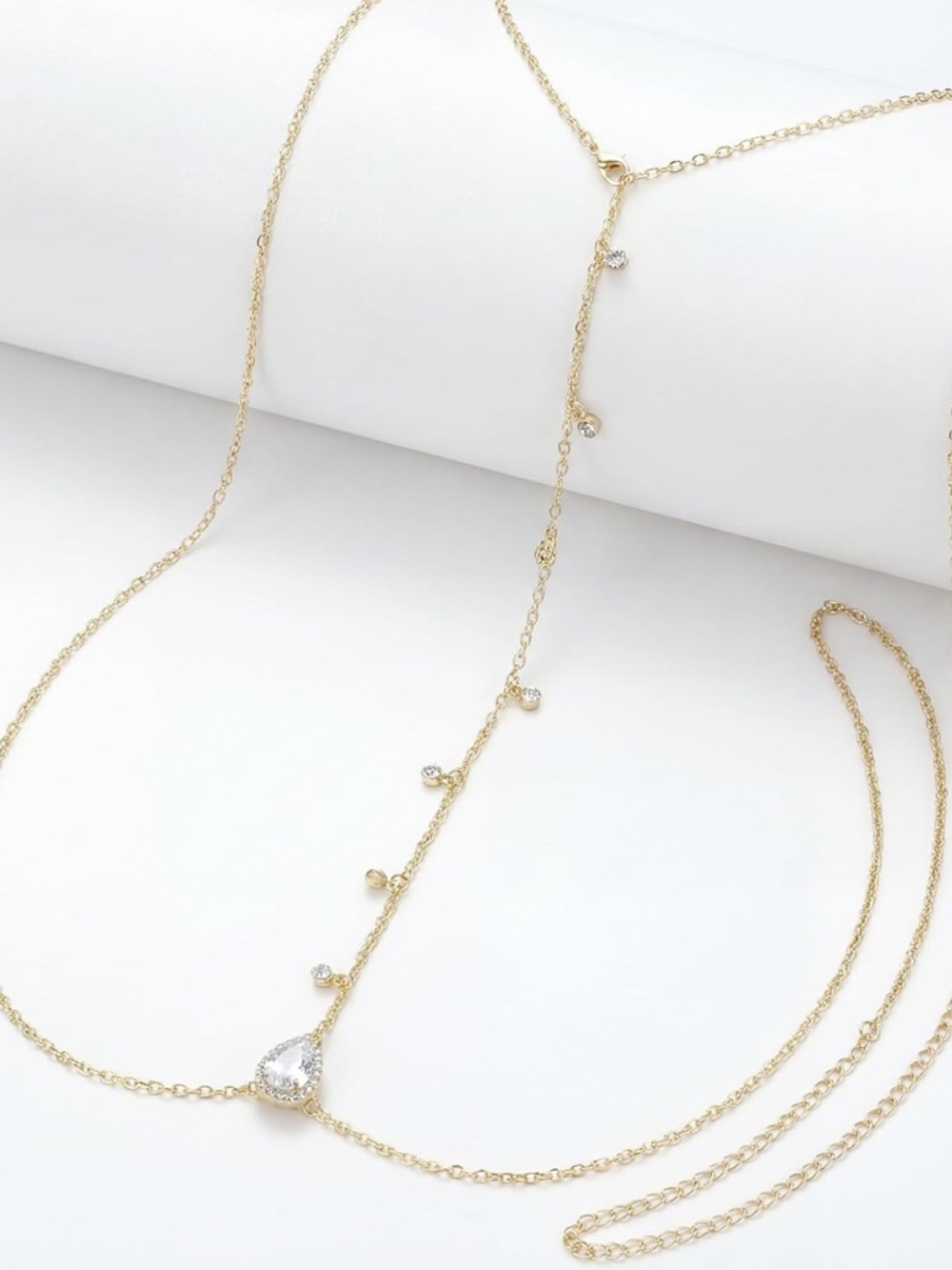 Gold Back-Drop Chain with Crystal Accents - Picture 10 of 10